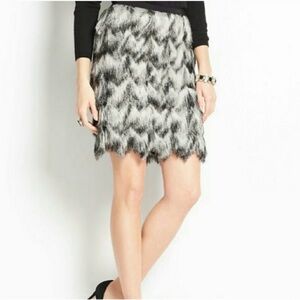 Ann Taylor Ombré Feathered Fringed Skirt Sz 2
